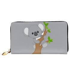 BONDIJ Damen-Geldbörsen – PU-Leder langer Reißverschluss Kartenetui – umarmender Baum Koala mehrere Kartenfächer Clutch für Frauen, Schwarz, Einheitsgröße, Schwarz , Einheitsgröße von BONDIJ