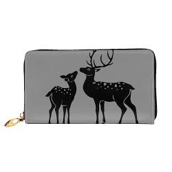 BONDIJ Frauen Brieftaschen - PU Leder Langer Reißverschluss Kartenetui - Hirsch Mehrere Kartenfächer Clutch für Frauen, Schwarz, Einheitsgröße, Schwarz , Einheitsgröße von BONDIJ