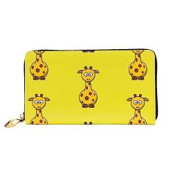 BONDIJ Frauen Geldbörsen - PU Leder Langer Reißverschluss Kartenetui - Cartoon Giraffe Mehrere Kartenfächer Clutch für Frauen, Schwarz, Einheitsgröße, Schwarz , Einheitsgröße von BONDIJ