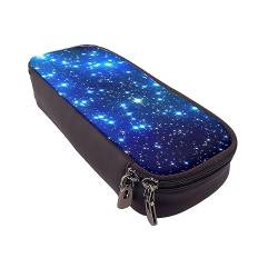 BONDIJ Galaxy Stars Bedruckte Leder Bleistift Pouch, Große Kapazität Stift Taschen Niedlich Bleistift Fall Kosmetik Organizer Tasche mit Reißverschluss, Galaxy Stars, Einheitsgröße, Münzbeutel von BONDIJ