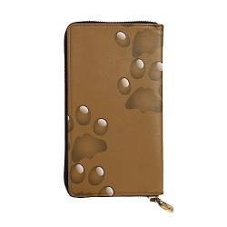 BONDIJ Pet Paw Prints Frauen Geldbörsen PU Leder Lange Reißverschluss Kartenetui Mehrere Kartenfächer Clutch, Schwarz , Einheitsgröße von BONDIJ