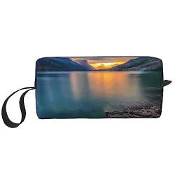 BONDIJ Reise-Make-up-Tasche, tragbare Kulturtasche, große Kapazität, Gletscher-Nationalpark-Reise-Kosmetiktasche, multifunktionale Aufbewahrungstasche, Weiß, Einheitsgröße, weiß, Einheitsgröße von BONDIJ