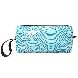 BONDIJ Reise-Make-up-Tasche, tragbare Kulturtasche, große Kapazität, japanische Wellen, Reise-Kosmetiktasche, multifunktionale Aufbewahrungstasche, Weiss/opulenter Garten, Einheitsgröße von BONDIJ