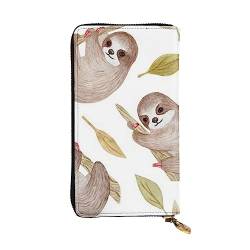 BONDIJ Sloth Pictures Damen Geldbörsen PU Leder Lange Reißverschluss Kartenetui Mehrere Kartenfächer Clutch, Schwarz , Einheitsgröße von BONDIJ