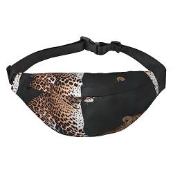 Bauchtasche mit afrikanischem Leopard auf Felsen für Damen und Herren, leichte, verstellbare Hüfttasche für Reisen, Wandern, Radfahren, Schwarz , Einheitsgröße von BONDIJ