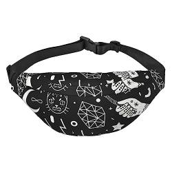 Eyes Moon Skull Cat Bat Snake Fanny Packs for Women Men, Lightweight Adjustable Waist Bag for Travel Hiking Cycling, Schwarz , Einheitsgröße von BONDIJ