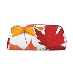 Fall Leaf Bedrucktes Leder Federmäppchen Tragbare Reise Make-up Tasche Große Kapazität Kulturbeutel Reißverschluss Aufbewahrungstasche für Frauen Mädchen, silber, Einheitsgröße, Taschen-Organizer von BONDIJ