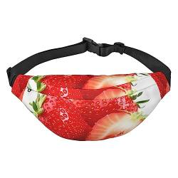 Fresh Strawberry Bauchtaschen für Damen und Herren, leichte, verstellbare Hüfttasche für Reisen, Wandern, Radfahren, Schwarz , Einheitsgröße von BONDIJ