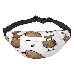 Kiwi-Vögel, niedliche Bauchtaschen für Damen und Herren, leichte, verstellbare Hüfttasche für Reisen, Wandern, Radfahren, Schwarz , Einheitsgröße von BONDIJ