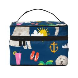 Kosmetiktasche für Damen, Motiv: Kühe und Rinder, Motiv: Rosafarbene Blume, wasserabweisend, faltbar, Kulturbeutel, Lehrergeschenk, Golden Retriever Beach Summer Dog, Einheitsgröße von BONDIJ