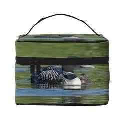 Muster schwarz und weiß Reise Make-up Tasche für Frauen, Wasserdichte Kosmetiktasche Faltbare Kulturbeutel Lehrer Geschenke, Loon Nature Bird, Einheitsgröße von BONDIJ