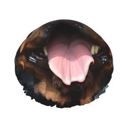 Rottweiler Hunde Zunge Kopf Bedruckte Duschhaube für Frauen Wasserdichte Badekappen Wiederverwendbare Doppellagige Duschhut Baden Duschkappen für Männer Damen Spa Salon von BONDIJ