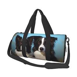 Runde Turnbeutel, große Kapazität Reise Duffle Bag, Durable Border Collie Runde Reise Sport Taschen, Schwarz , Einheitsgröße von BONDIJ