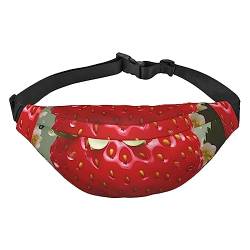 Schöne Erdbeer-Bauchtaschen für Damen und Herren, leichte, verstellbare Hüfttasche für Reisen, Wandern, Radfahren, Schwarz , Einheitsgröße von BONDIJ