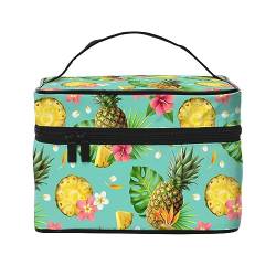 Tropische Ananas Reise-Make-up-Tasche für Frauen, wasserabweisende Kosmetiktasche, faltbare Kulturtasche, Lehrer-Geschenke, Tropische Ananas, Einheitsgröße von BONDIJ