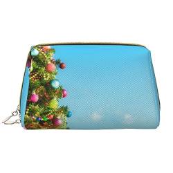 Weihnachtsbaum am Strand, Leder, waschbar, Make-up-Tasche für Damen, Reise-Kosmetiktaschen, tragbares Federmäppchen mit Reißverschluss, Organizer-Tasche, Weihnachtsbaum am Strand, Einheitsgröße, von BONDIJ