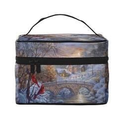 Winter Sonnenuntergang Reise Make-up Tasche für Frauen, wasserabweisende Kosmetiktasche Faltbare Kulturtasche Lehrer Geschenke, Winter-Sonnenuntergang, Einheitsgröße von BONDIJ