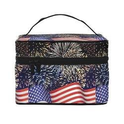 Winter Sonnenuntergang Reise Make-up Tasche für Frauen, wasserabweisende Kosmetiktasche Faltbare Kulturtasche Lehrer Geschenke, usa-flagge, Einheitsgröße von BONDIJ