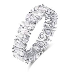 BONLAVIE 925 Sterling Silber Verlobung Ehering für Frauen Birnenschliff Cubiz Zirkonia Promise Ring Größe 57(18.1) von BONLAVIE