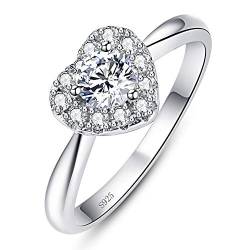 BONLAVIE Sterling Silber Verlobungsring für Frauen Cubic Zirkonia Herzform Ring für Sie Größe 51 (16.2) von BONLAVIE
