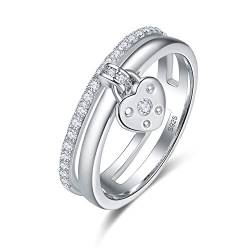 BONLAVIE Verlobungsring Eheringe Ring Silber 925 Damen Zirkonia Silberringe Trauringe Damenring Vorsteckring Hochzeitsringe Ewigkeitsring Band Damen Schmuck von BONLAVIE