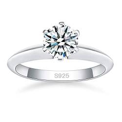 BONLAVIE Verlobungsring Ring Damen 925 Silberring Frau Damenring 8mm Zirkonia Ring von BONLAVIE