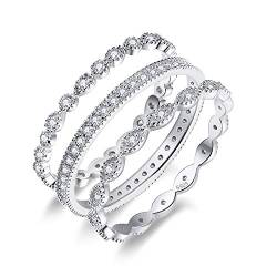 BONLAVIE Verlobungsring-Set für Frauen Jahrestag Eternity Bands Damen Sterling Silber Ring-Sets Größe 54.4(17.3) von BONLAVIE