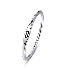 BONLAVIE Women's Eternity Promise Ringe Einfach gravierter Briefring Massiv 925 Sterling Silber Ehering Größe 54 von BONLAVIE