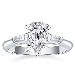 BONLAVIE Women's Solitaire Engagement Ring with Zirconia in 925 - Silber Size: 49-61 von BONLAVIE