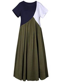 BONNY BILLY Damen Kleider Kurzarm Elegant Lang Maxikleid Jerseykleid Freizeitkleid Sommerkleid 44 XL Grün von BONNY BILLY