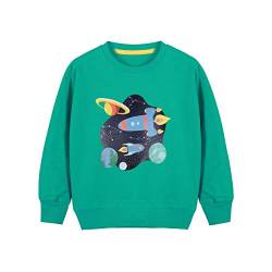 BONNY BILLY Mädchen Sweatshirt Langarmshirt Rundhals Raketen Baumwolle Herbst Winter Kinder Kleidung 11-12 Jahre/146-152 14-Grün von BONNY BILLY