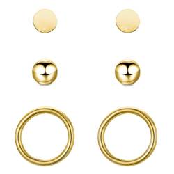 BONNYBIRD® Ohrringe Gold Set für mehrere Ohrlöcher Ohrstecker Gold Damen, Medizinische ,Edelstahl Stecker von BONNYBIRD