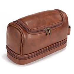 Business-Kosmetik-Aufbewahrungstasche aus PU-Leder, praktische Herren-Unisex-Kulturtasche mit Haken, tragbare Make-up-Tasche von BONOOL