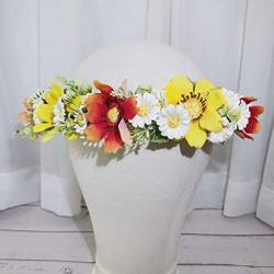 Sonnenblumen-Blumenkrone, Mädchen-Stirnband, Hochzeit, Haarschmuck, Kopfschmuck, Frauen, Blumengirlande, Brautblumen-Kopfbedeckung (Farbe: Schwarz, Größe: 1) von BONOOL