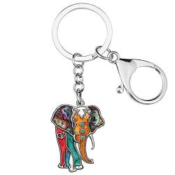 Emaille Metallkette Dschungel Elefant Schlüsselanhänger für Frauen Auto Geldbörse Handtasche Charms (Multi) von BONSNY