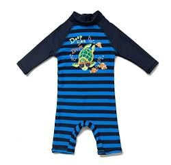 BONVERANO Baby Junge EIN stück 3/4 der ärmellänge UV-Schutz 50+ Badeanzug MIT Einem Reißverschluss…(Blau-Grüne Die schildkröte, 18-24Monate)… von BONVERANO