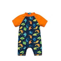 BONVERANO Baby Jungen Badeanzug Kleinkind Badeanzug Kurzarm Reißverschluss Einteiler Bademode mit UPF 50+ Sonnenschutz, Bunter Hai, 68 von BONVERANO