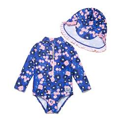 BONVERANO Baby Mädchen Badeanzug mit Badekappe UV-Schutz 50+ EIN stück Langärmelige-Badeanzug…(Violett-Blume,18-24Monate… von BONVERANO