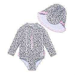 BONVERANO Baby Mädchen EIN stück Langärmelige-Kleidung UV-Schutz 50+ Badeanzug mit Badekappe…(Weiß-Schwarz weiß,3-6Monate… von BONVERANO