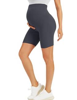 BONVIGOR Umstands-Shorts über dem Bauch, Biker, Workout, Yoga, aktiv, athletisch, Schwangerschaft, kurze Hose, Lounge-Pyjama, 1 Packung - dunkelgrau, Mittel von BONVIGOR