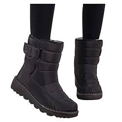 BOOMJIU Warm Damenstiefel rutschfest Schlupfboots Wasserdicht Schnee Frauen Winterboots Schneestiefel Schlupfstiefel Weitschaft Flach Schneeboots Gefüttert Schneeschuhe Wanderschuhe Winterstiefel von BOOMJIU