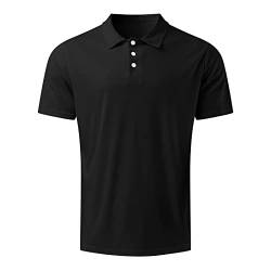 Poloshirt Herren, T Shirts Männer, Hemd Herren Kurzarm Giraffe Stickerei T-Shirt Sommer Slim Fit Golf Sports (A02 Schwarz, L) von BOOMJIU