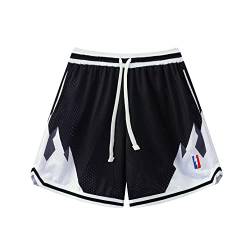 BOOMLEMON Herren-Basketball-Shorts, für Fitnessstudio, Training, Workout, Athletic-Shorts, Mesh-Grafikdruck, Laufen, kurze Hose, Berge schwarz, Mittel von BOOMLEMON