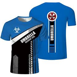 BOONEE Casual Resident Evil Tshirt Herren, Unisex 3D Druck Kurzarm T-Shirt, Baumwoll Atmungsaktives Tshirt-Blue||L von BOONEE