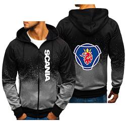 BOONEE Herren Hoodie Scania Kapuzenjacke Arbeitsjacke, Zip Up Hoodie Sweatjacke, Casual Sport Outdoor Kapuzenpullover Jacke-Grey||3XL von BOONEE