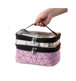 Makeup Tasche Multifunktionales Reisen Transparenter Kosmetikbeutel Mode wasserdichte Speicherkosmetikbox Mit Zwei Reißverschlüssen-Drak Pink von BOQUN