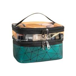 Makeup Tasche Multifunktionales Reisen Transparenter Kosmetikbeutel Mode wasserdichte Speicherkosmetikbox Mit Zwei Reißverschlüssen-Green von BOQUN