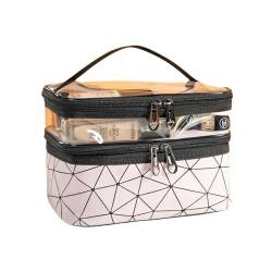 Makeup Tasche Multifunktionales Reisen Transparenter Kosmetikbeutel Mode wasserdichte Speicherkosmetikbox Mit Zwei Reißverschlüssen-Pink von BOQUN
