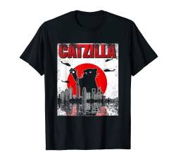 Catzilla Vintage Süße Katzenliebhaber Japanisches Geschenk Mädchen Frauen T-Shirt von BORN IN 1962