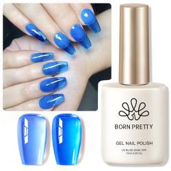 15ml U V Nagellack Shellac - BORN PRETTY Ice Jelly Königsblau Gel Nagellack Transparentes Blau Natürlich Transluzent Schellack Nagellack Gelee Wirkung French Nails für Nail Art DIY 30% Ice Jelly von BORN PRETTY